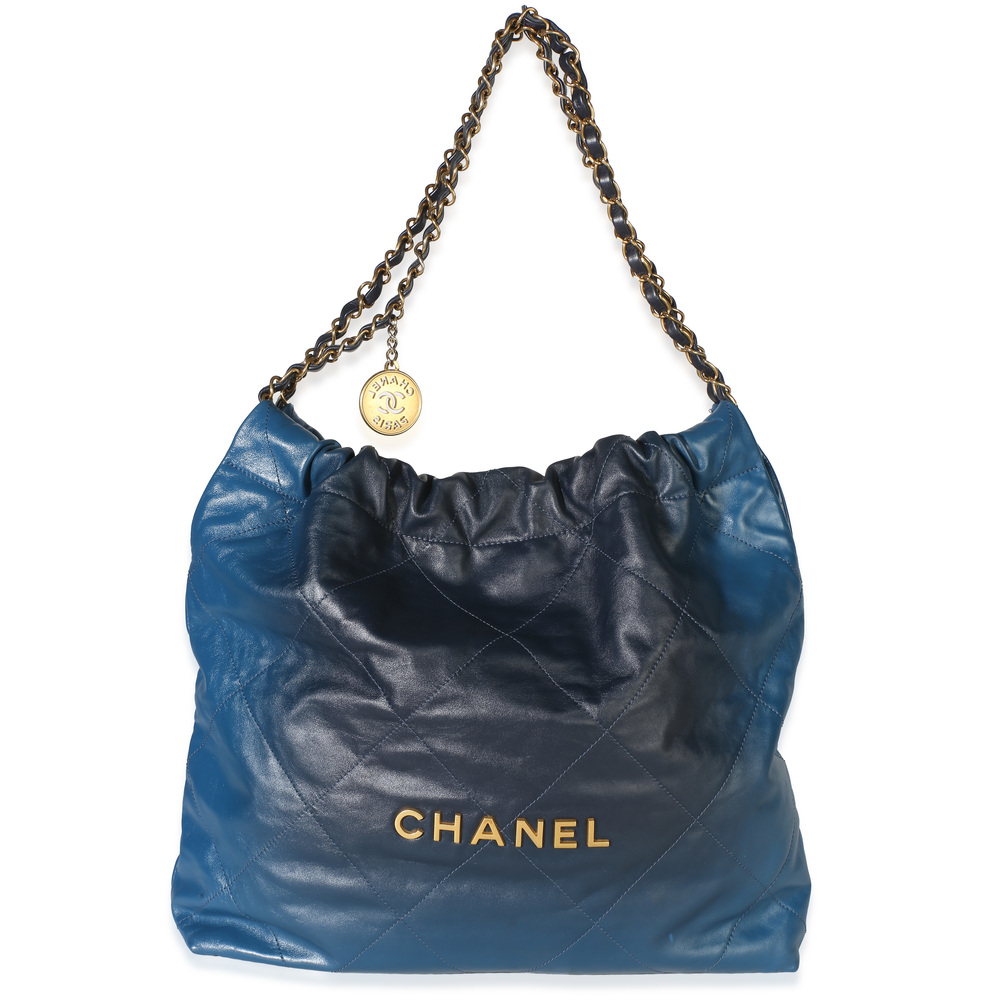 Chanel Blue Shaded Quilted Calfskin Medium Chanel 22 Hobo